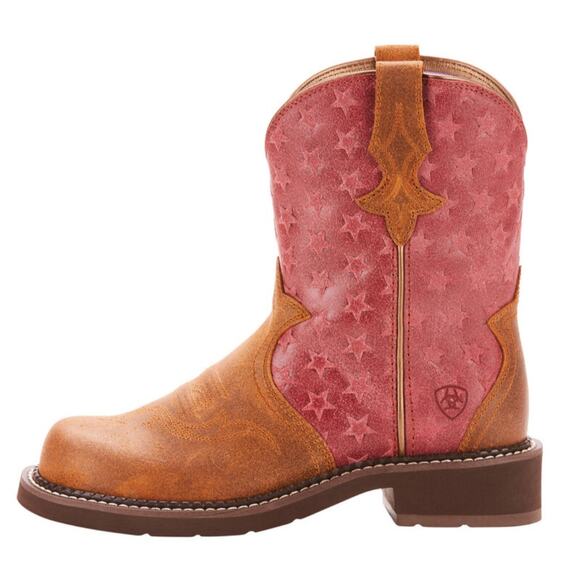 ARIAT Women's 10 Fatbaby Heritage Trio Star Pink Brown Western Boots - Picture 1 of 11